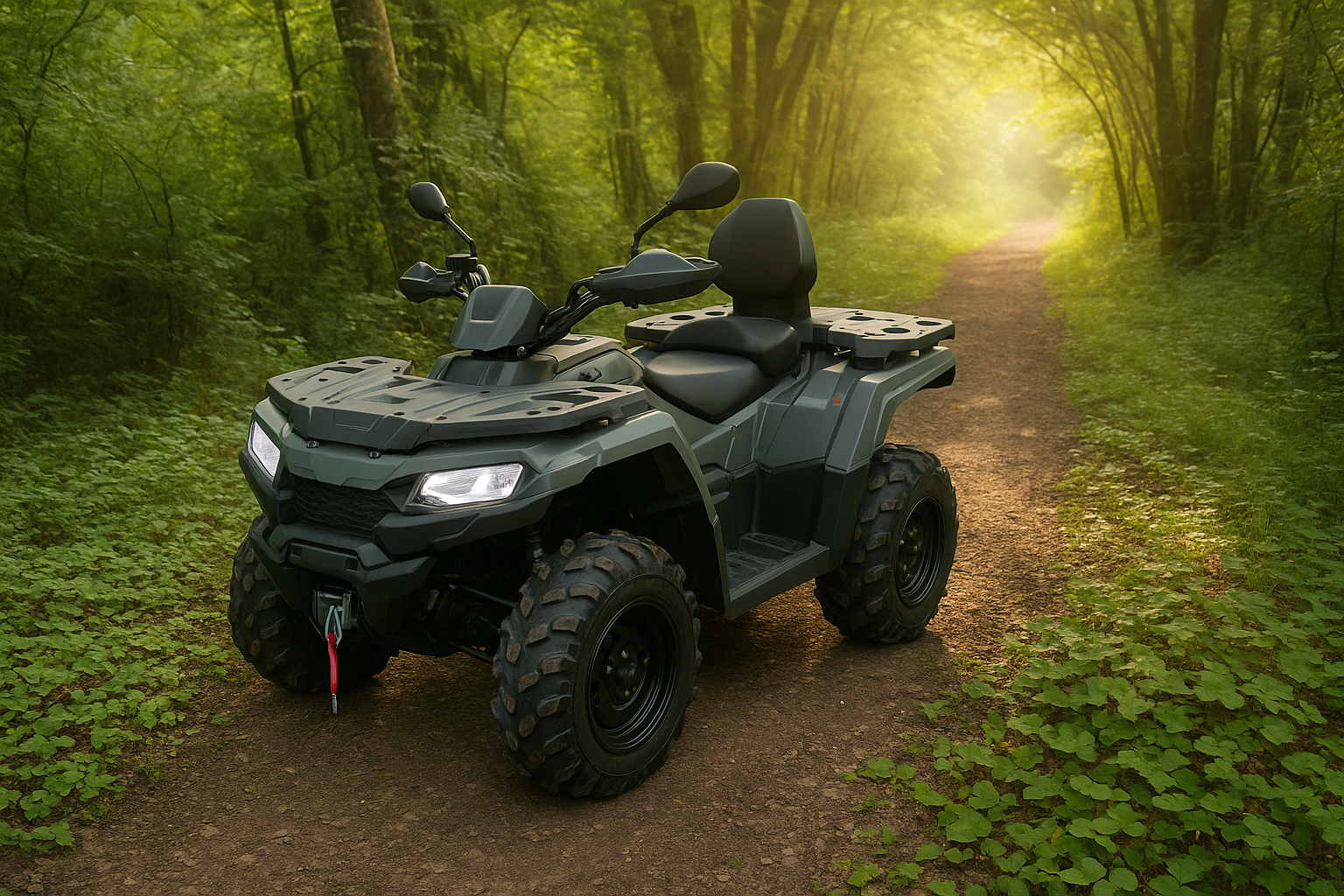 Quad dans la forêt au petit matin
